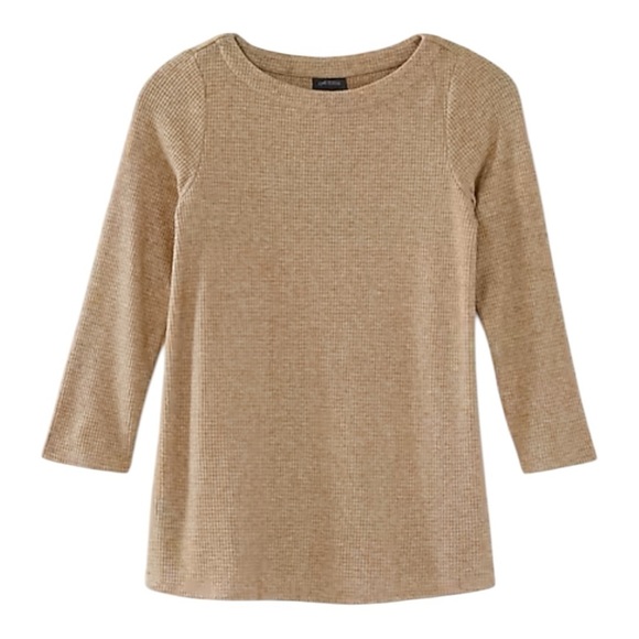 J.Jill Camel Brown Waffle Knit Boat Neck Sweater Pullover Size Medium Tall - Picture 1 of 11